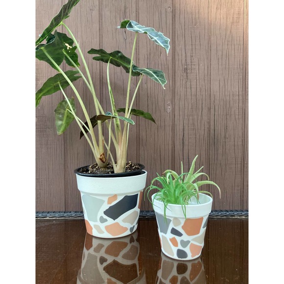 TERRAZZO Pattern Planter - Small Flower Plant Pot - Indoor Outdoor Planter - Picture 1 of 6